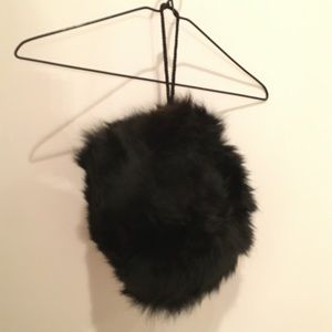 Black Fur Muff with inside zippered pocket